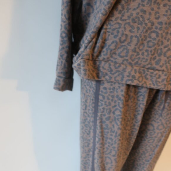 Womens P.J. Salvage Brown Black Leopard 2Pc Set Leisure Top/L Jogger Pants XL * - Picture 6 of 12